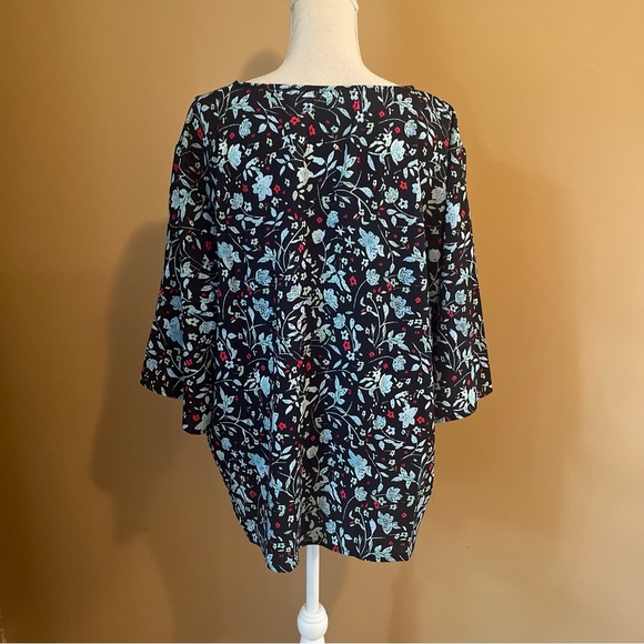 BLUETIME 2XL Floral Boho 3/4 Sleeve Front Tie Blouse Amazon - Picture 7 of 9